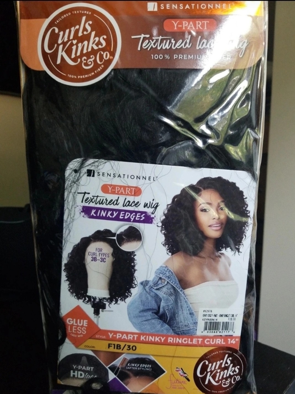 Sensationnel Curls Kinks & Co. Y-Part Textured Lace Wig – Black (F1B/30)